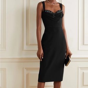 Marchesa Notte Crystal Embellished Cowlneck Cocktail Dress